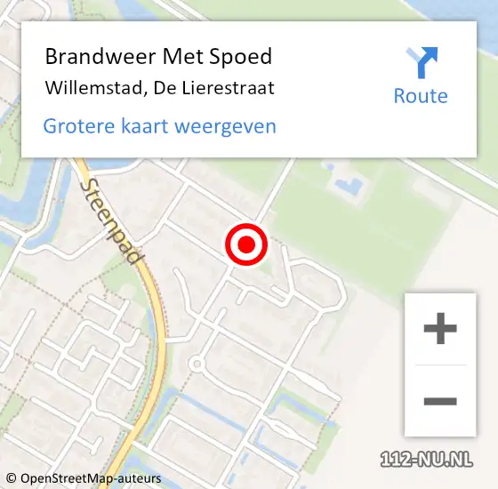 Locatie op kaart van de 112 melding: Brandweer Met Spoed Naar Willemstad, De Lierestraat op 31 december 2021 21:32