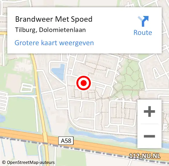 Locatie op kaart van de 112 melding: Brandweer Met Spoed Naar Tilburg, Dolomietenlaan op 31 december 2021 21:32