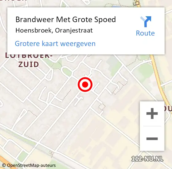 Locatie op kaart van de 112 melding: Brandweer Met Grote Spoed Naar Hoensbroek, Oranjestraat op 31 december 2021 21:34