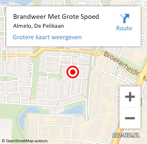 Locatie op kaart van de 112 melding: Brandweer Met Grote Spoed Naar Almelo, De Pelikaan op 31 december 2021 21:37