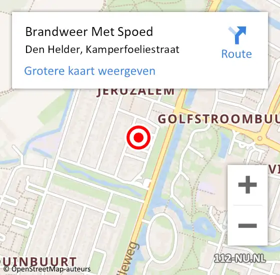 Locatie op kaart van de 112 melding: Brandweer Met Spoed Naar Den Helder, Kamperfoeliestraat op 31 december 2021 21:44