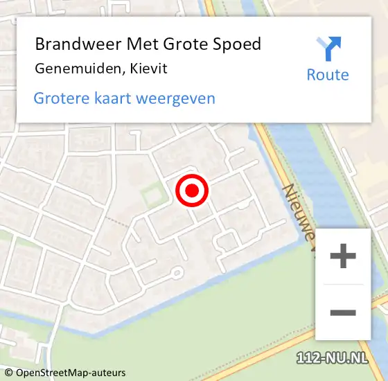 Locatie op kaart van de 112 melding: Brandweer Met Grote Spoed Naar Genemuiden, Kievit op 31 december 2021 21:45