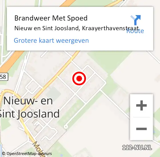 Locatie op kaart van de 112 melding: Brandweer Met Spoed Naar Nieuw en Sint Joosland, Kraayerthavenstraat op 31 december 2021 21:46