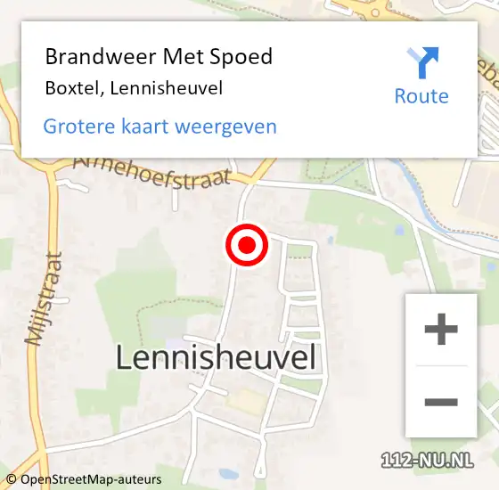 Locatie op kaart van de 112 melding: Brandweer Met Spoed Naar Boxtel, Lennisheuvel op 31 december 2021 21:53