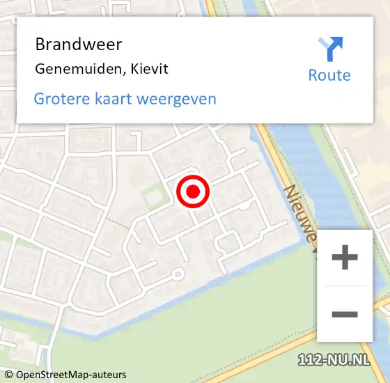 Locatie op kaart van de 112 melding: Brandweer Genemuiden, Kievit op 31 december 2021 21:54