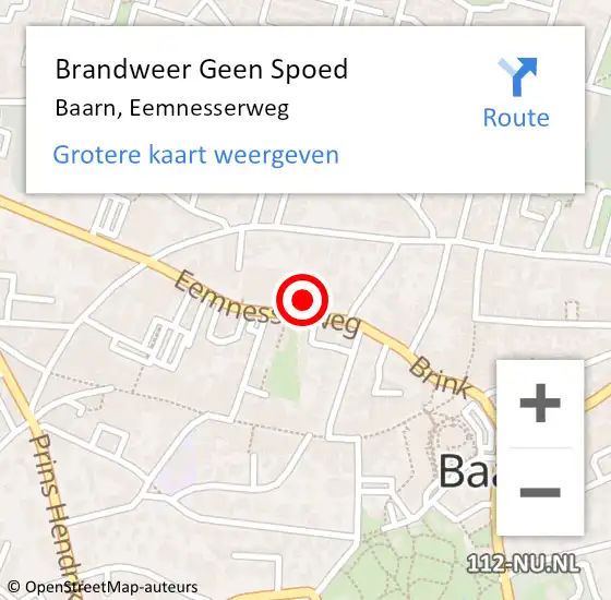 Locatie op kaart van de 112 melding: Brandweer Geen Spoed Naar Baarn, Eemnesserweg op 31 december 2021 21:57