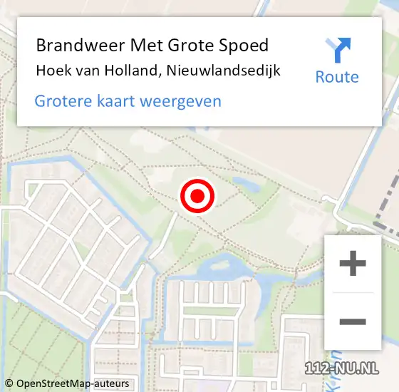 Locatie op kaart van de 112 melding: Brandweer Met Grote Spoed Naar Hoek van Holland, Nieuwlandsedijk op 31 december 2021 22:00