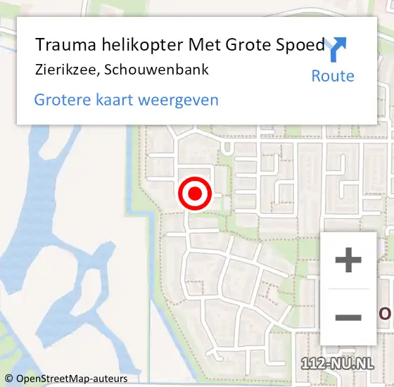 Locatie op kaart van de 112 melding: Trauma helikopter Met Grote Spoed Naar Zierikzee, Schouwenbank op 31 december 2021 22:00