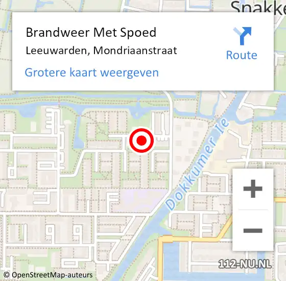 Locatie op kaart van de 112 melding: Brandweer Met Spoed Naar Leeuwarden, Mondriaanstraat op 31 december 2021 22:09