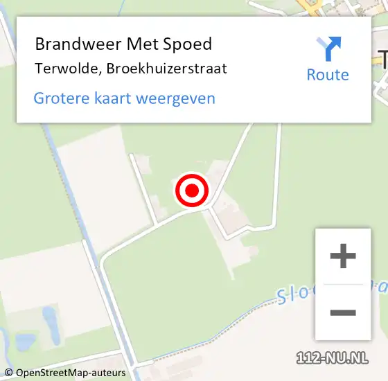 Locatie op kaart van de 112 melding: Brandweer Met Spoed Naar Terwolde, Broekhuizerstraat op 31 december 2021 22:11