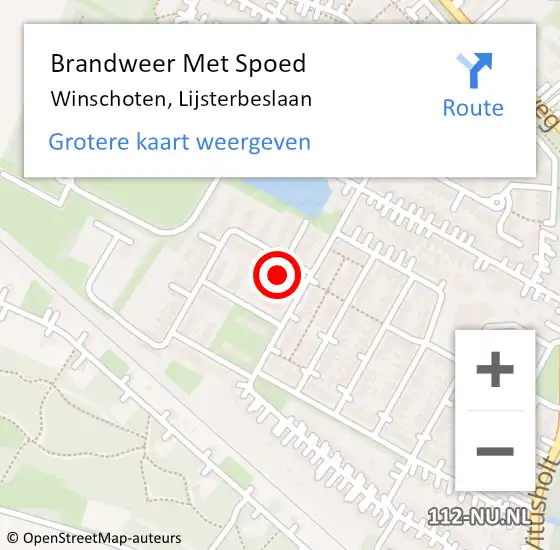 Locatie op kaart van de 112 melding: Brandweer Met Spoed Naar Winschoten, Lijsterbeslaan op 31 december 2021 22:13