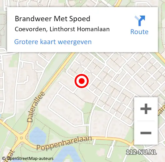 Locatie op kaart van de 112 melding: Brandweer Met Spoed Naar Coevorden, Linthorst Homanlaan op 31 december 2021 22:20