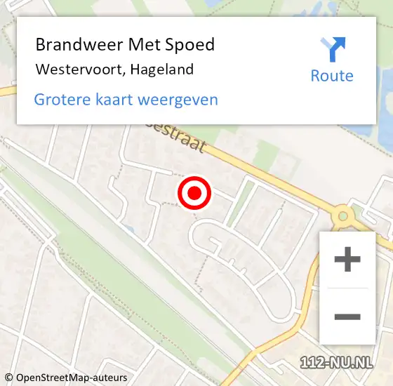 Locatie op kaart van de 112 melding: Brandweer Met Spoed Naar Westervoort, Hageland op 31 december 2021 22:24