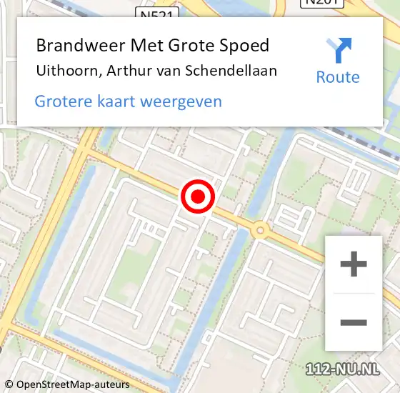 Locatie op kaart van de 112 melding: Brandweer Met Grote Spoed Naar Uithoorn, Arthur van Schendellaan op 31 december 2021 22:25