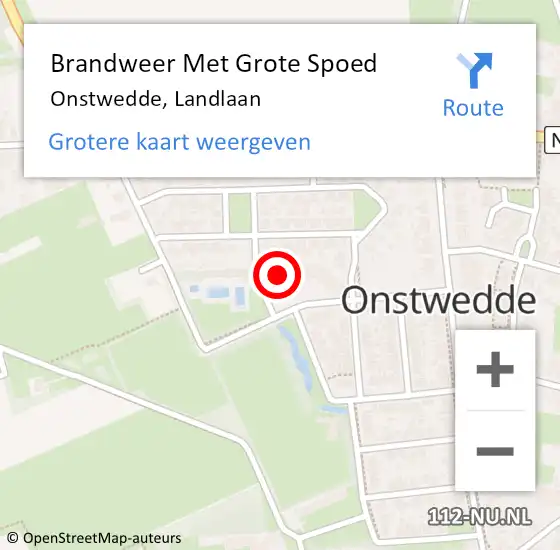 Locatie op kaart van de 112 melding: Brandweer Met Grote Spoed Naar Onstwedde, Landlaan op 31 december 2021 22:26