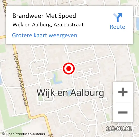 Locatie op kaart van de 112 melding: Brandweer Met Spoed Naar Wijk en Aalburg, Azaleastraat op 31 december 2021 22:29