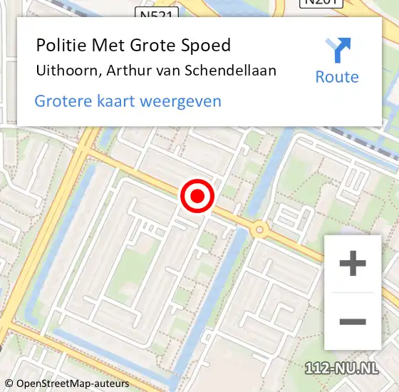 Locatie op kaart van de 112 melding: Politie Met Grote Spoed Naar Uithoorn, Arthur van Schendellaan op 31 december 2021 22:29