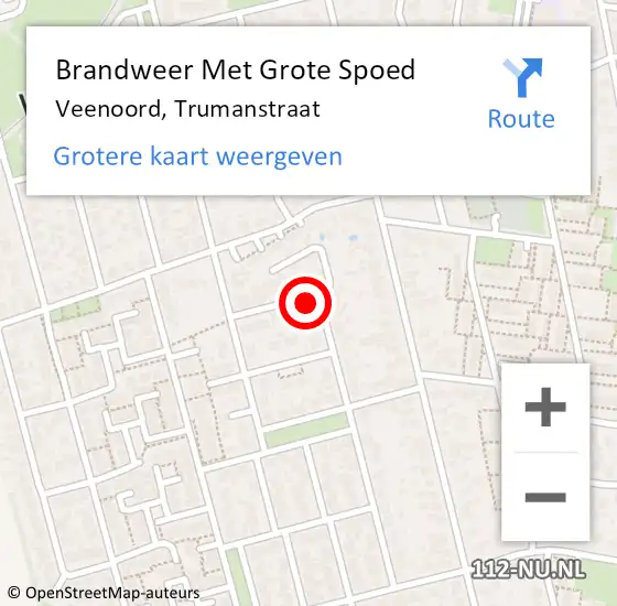 Locatie op kaart van de 112 melding: Brandweer Met Grote Spoed Naar Veenoord, Trumanstraat op 31 december 2021 22:30