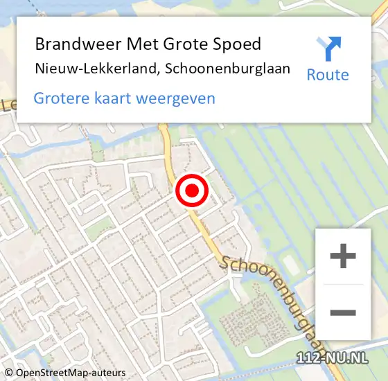 Locatie op kaart van de 112 melding: Brandweer Met Grote Spoed Naar Nieuw-Lekkerland, Schoonenburglaan op 31 december 2021 22:31