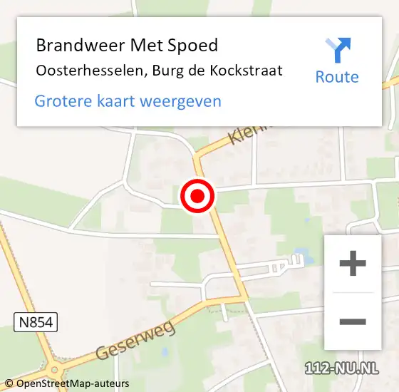 Locatie op kaart van de 112 melding: Brandweer Met Spoed Naar Oosterhesselen, Burg de Kockstraat op 31 december 2021 22:39