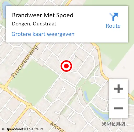 Locatie op kaart van de 112 melding: Brandweer Met Spoed Naar Dongen, Oudstraat op 31 december 2021 22:40