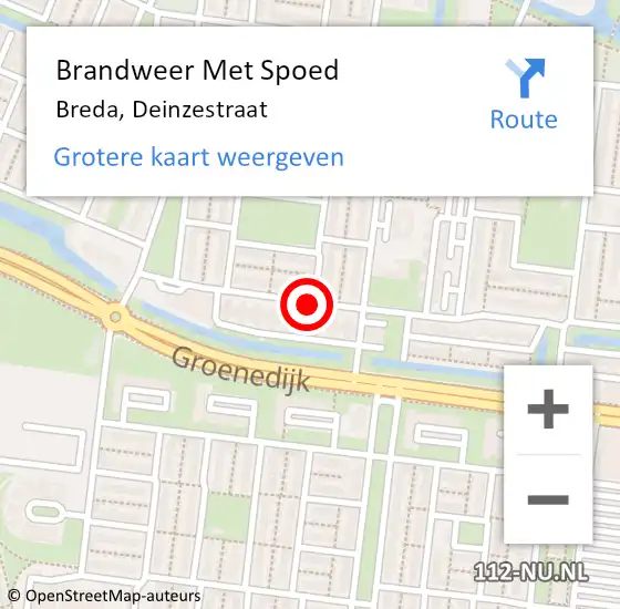Locatie op kaart van de 112 melding: Brandweer Met Spoed Naar Breda, Deinzestraat op 31 december 2021 22:42