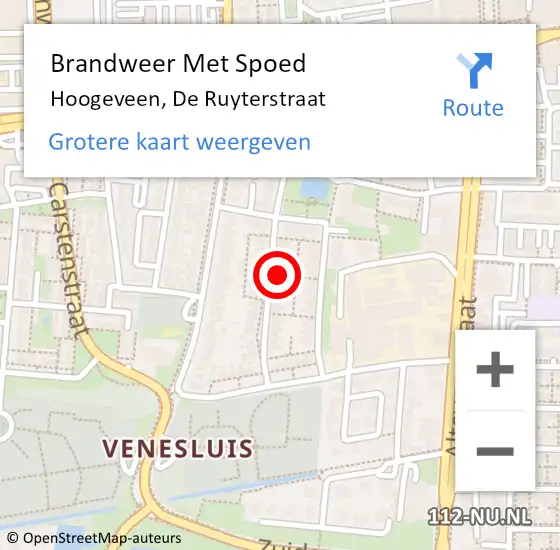 Locatie op kaart van de 112 melding: Brandweer Met Spoed Naar Hoogeveen, De Ruyterstraat op 31 december 2021 22:46