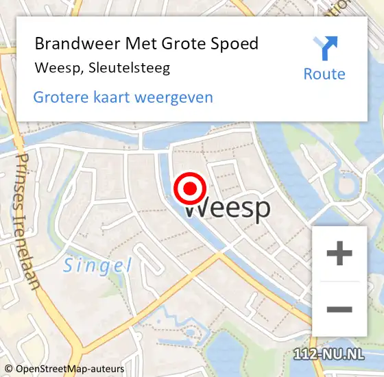 Locatie op kaart van de 112 melding: Brandweer Met Grote Spoed Naar Weesp, Sleutelsteeg op 31 december 2021 22:50