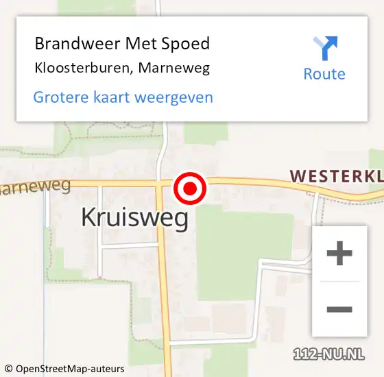 Locatie op kaart van de 112 melding: Brandweer Met Spoed Naar Kloosterburen, Marneweg op 31 december 2021 22:53