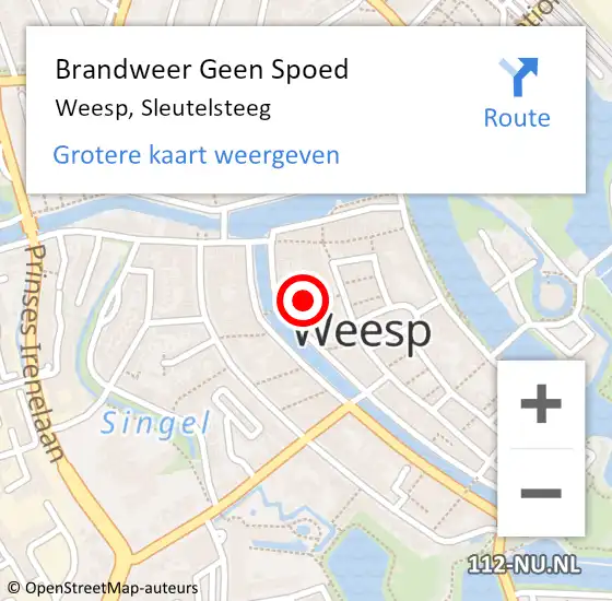 Locatie op kaart van de 112 melding: Brandweer Geen Spoed Naar Weesp, Sleutelsteeg op 31 december 2021 22:54