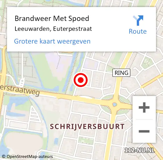 Locatie op kaart van de 112 melding: Brandweer Met Spoed Naar Leeuwarden, Euterpestraat op 31 december 2021 22:55