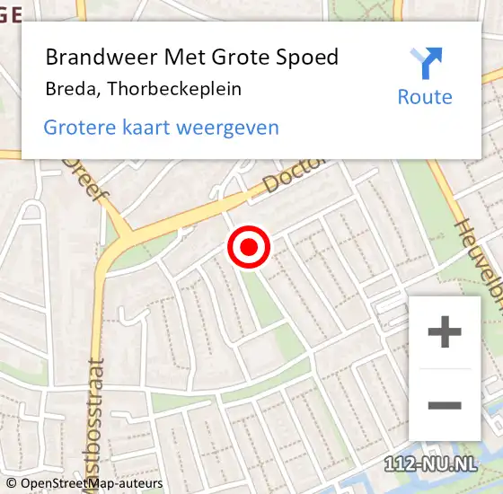 Locatie op kaart van de 112 melding: Brandweer Met Grote Spoed Naar Breda, Thorbeckeplein op 31 december 2021 22:58