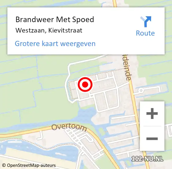 Locatie op kaart van de 112 melding: Brandweer Met Spoed Naar Westzaan, Kievitstraat op 31 december 2021 23:02