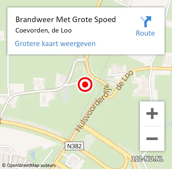 Locatie op kaart van de 112 melding: Brandweer Met Grote Spoed Naar Coevorden, de Loo op 31 december 2021 23:03