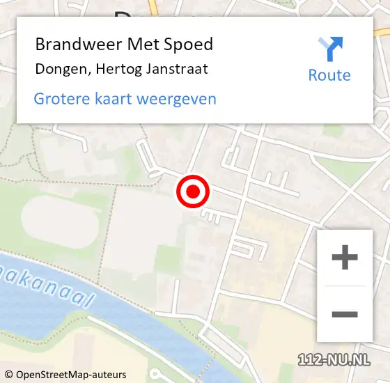 Locatie op kaart van de 112 melding: Brandweer Met Spoed Naar Dongen, Hertog Janstraat op 31 december 2021 23:10