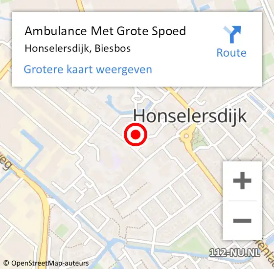 Locatie op kaart van de 112 melding: Ambulance Met Grote Spoed Naar Honselersdijk, Biesbos op 31 december 2021 23:11