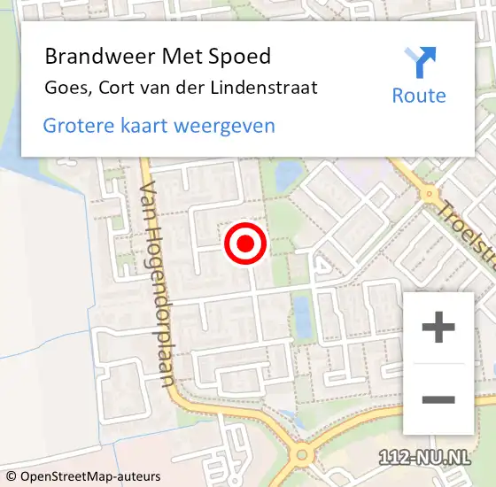 Locatie op kaart van de 112 melding: Brandweer Met Spoed Naar Goes, Cort van der Lindenstraat op 31 december 2021 23:12