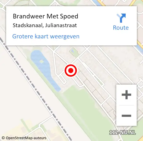 Locatie op kaart van de 112 melding: Brandweer Met Spoed Naar Stadskanaal, Julianastraat op 31 december 2021 23:26