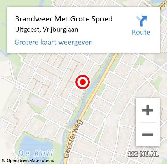 Locatie op kaart van de 112 melding: Brandweer Met Grote Spoed Naar Uitgeest, Vrijburglaan op 31 december 2021 23:26