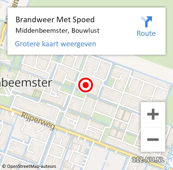 Locatie op kaart van de 112 melding: Brandweer Met Spoed Naar Middenbeemster, Bouwlust op 31 december 2021 23:28