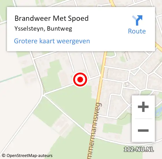 Locatie op kaart van de 112 melding: Brandweer Met Spoed Naar Ysselsteyn, Buntweg op 31 december 2021 23:31