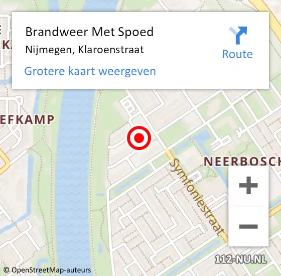 Locatie op kaart van de 112 melding: Brandweer Met Spoed Naar Nijmegen, Klaroenstraat op 31 december 2021 23:33