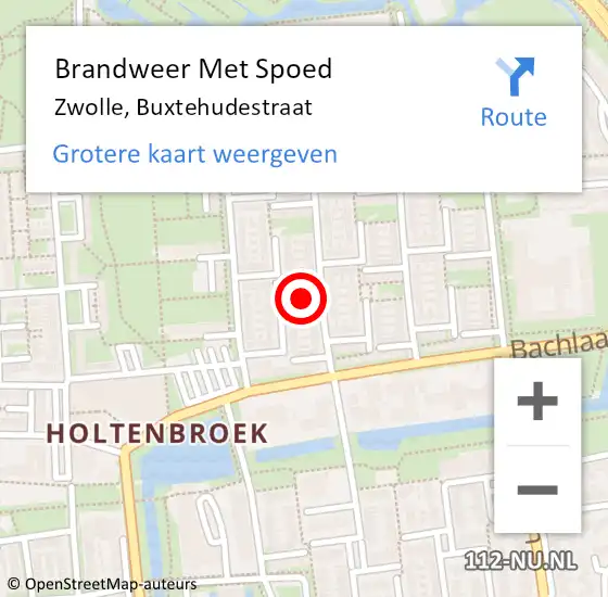 Locatie op kaart van de 112 melding: Brandweer Met Spoed Naar Zwolle, Buxtehudestraat op 31 december 2021 23:35