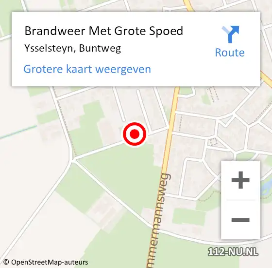 Locatie op kaart van de 112 melding: Brandweer Met Grote Spoed Naar Ysselsteyn, Buntweg op 31 december 2021 23:37