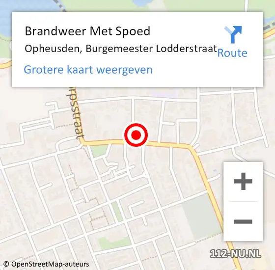 Locatie op kaart van de 112 melding: Brandweer Met Spoed Naar Opheusden, Burgemeester Lodderstraat op 31 december 2021 23:45