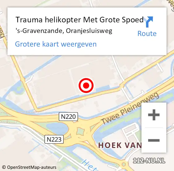 Locatie op kaart van de 112 melding: Trauma helikopter Met Grote Spoed Naar 's-Gravenzande, Oranjesluisweg op 31 december 2021 23:52