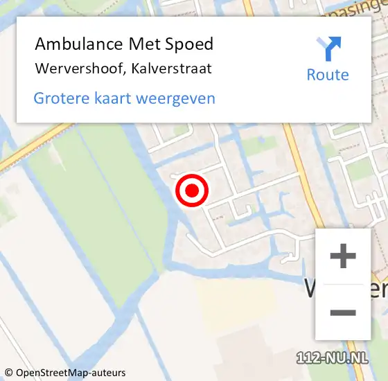 Locatie op kaart van de 112 melding: Ambulance Met Spoed Naar Wervershoof, Kalverstraat op 31 december 2021 23:56