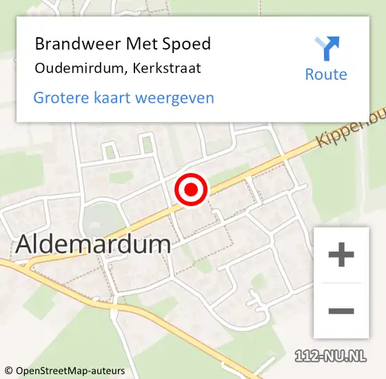 Locatie op kaart van de 112 melding: Brandweer Met Spoed Naar Oudemirdum, Kerkstraat op 1 januari 2022 00:01