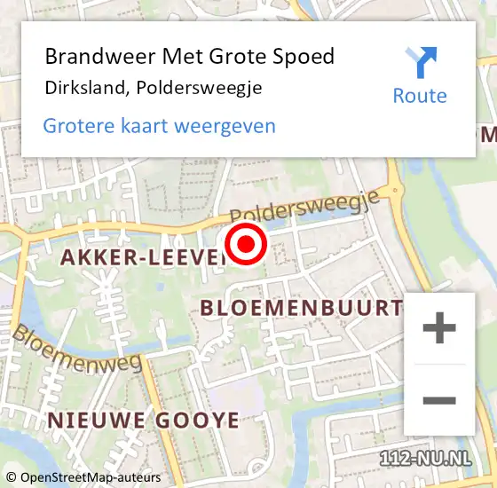 Locatie op kaart van de 112 melding: Brandweer Met Grote Spoed Naar Dirksland, Poldersweegje op 1 januari 2022 00:04