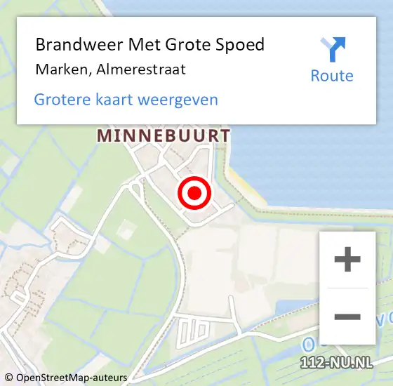 Locatie op kaart van de 112 melding: Brandweer Met Grote Spoed Naar Marken, Almerestraat op 1 januari 2022 00:06